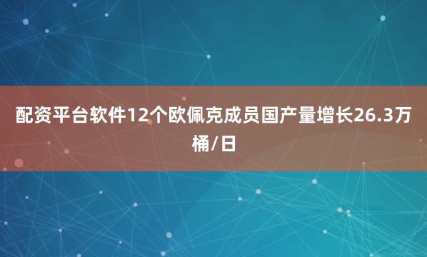 配资平台软件12个欧佩克成员国产量增长26.3万桶/日